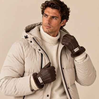 Brenton | Men's Sheepskin Leather Winter Gloves with Fur Lining 7