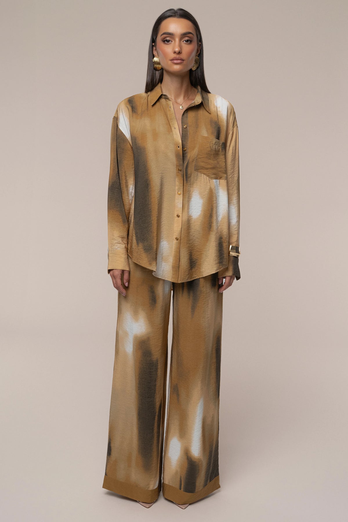 Brown Celestial Sands | Women's Long Sleeve Blouse 2