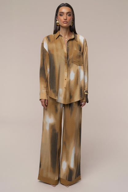 Brown Celestial Sands | Women's Long Sleeve Blouse 2