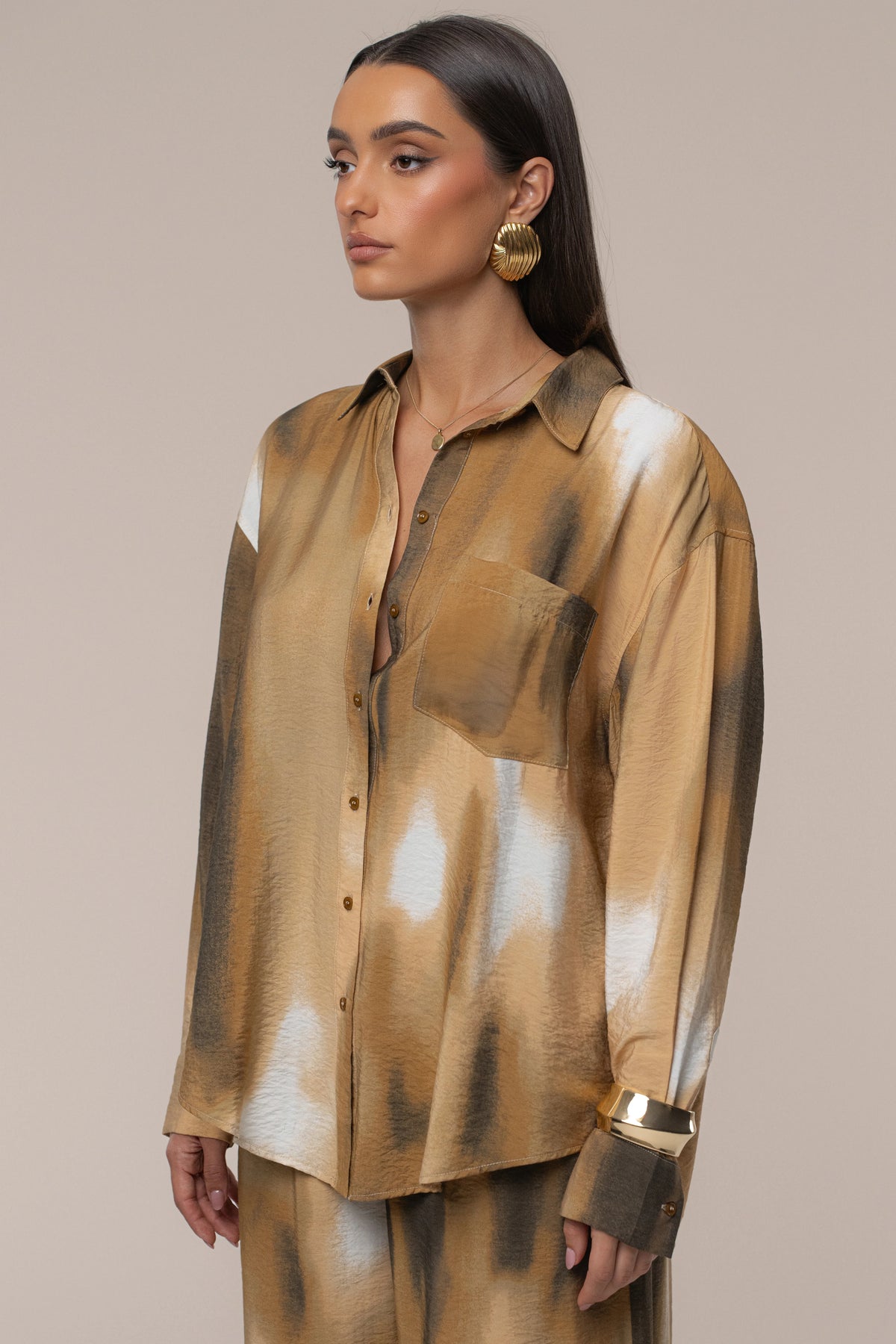 Brown Celestial Sands | Women's Long Sleeve Blouse 4