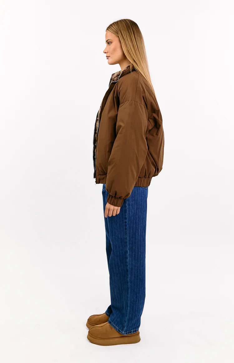 Brown Plaid Puffer Jacket | Women's Winter Coats 6