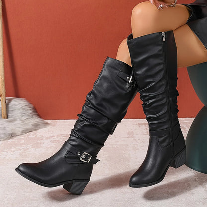 Brynn | Women's Knee High Slouch Black Boots 8