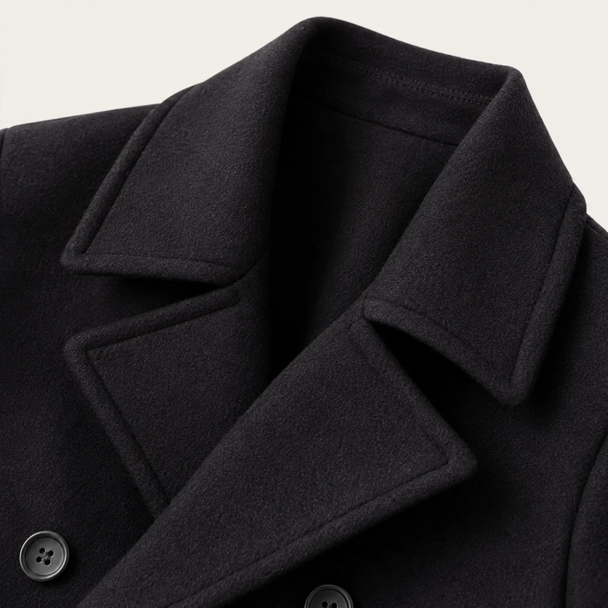 Buckingham | Men's Double Breasted Wool Peacoat Black 2