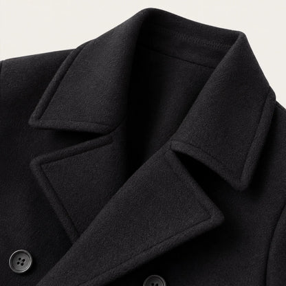 Buckingham | Men's Double Breasted Wool Peacoat Black 2