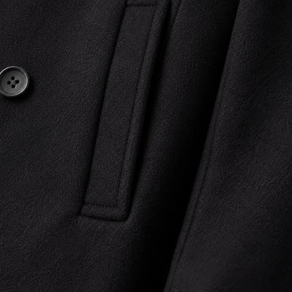 Buckingham | Men's Double Breasted Wool Peacoat Black 3