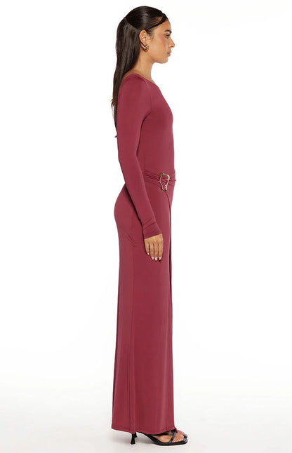 Burgundy Long Sleeve Maxi Dress | Women's Wrap Dress 6