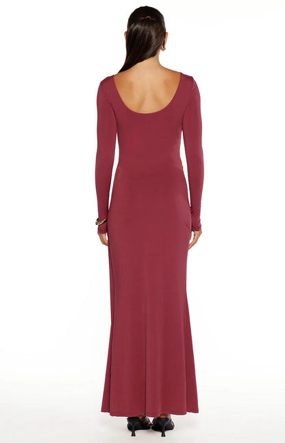 Burgundy Long Sleeve Maxi Dress | Women's Wrap Dress 7