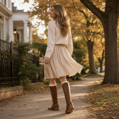 Calvera | Wide-Opening Pull-On Block Heel Knee-High Boots 3