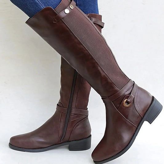 Camila | Women's Black Knee-High Boots with Buckle Detail 0
