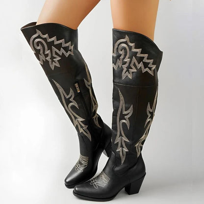 Cheyenne Classic Over-the-Knee Boots Black Brown 8