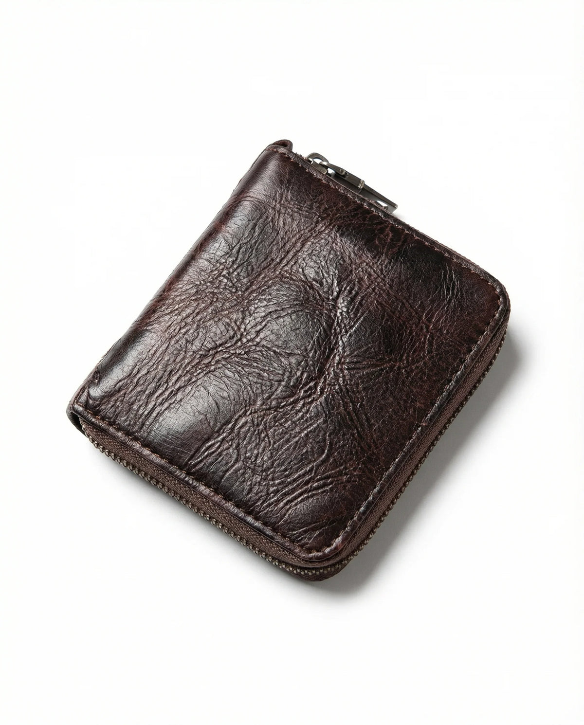 Compact Cowhide Leather Zip Wallet | Everyday Essentials 0