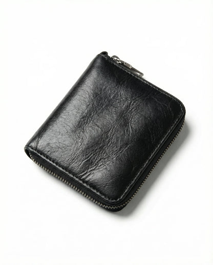 Compact Cowhide Leather Zip Wallet | Everyday Essentials 8