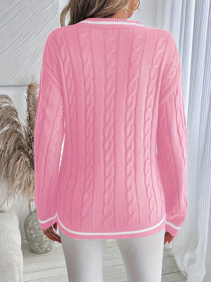Constance | Women's Cable-Knit V-Neck Sweater 3