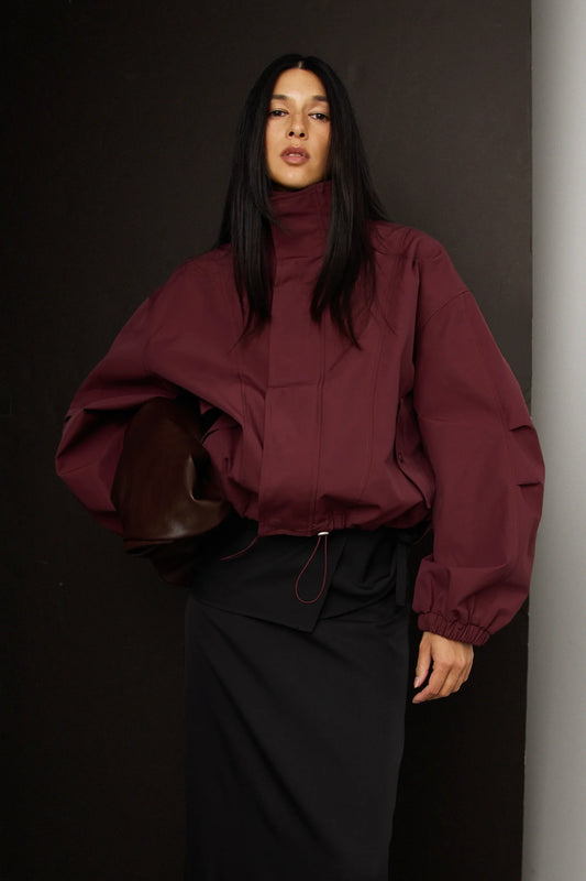 Cropped Drawstring Jacket | Lightweight Cotton Blend Outerwear 0