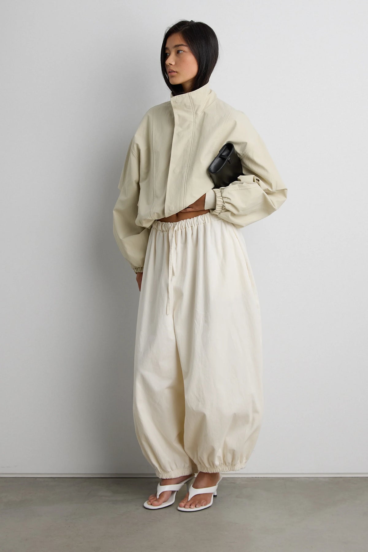 Cropped Drawstring Jacket | Lightweight Cotton Blend Outerwear 3