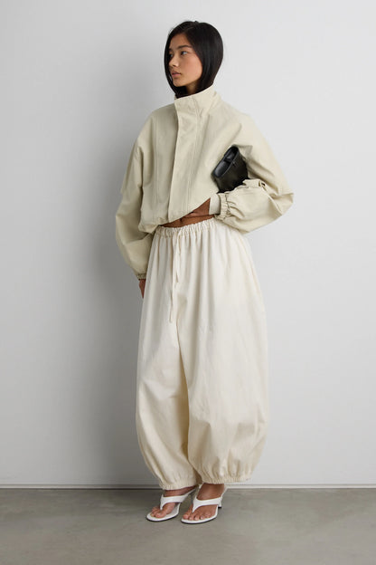 Cropped Drawstring Jacket | Lightweight Cotton Blend Outerwear 3
