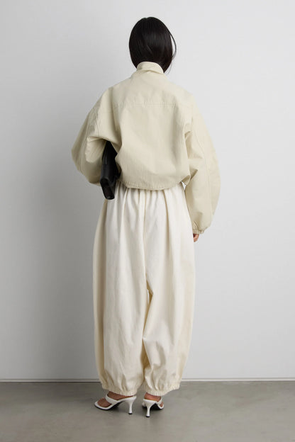 Cropped Drawstring Jacket | Lightweight Cotton Blend Outerwear 4