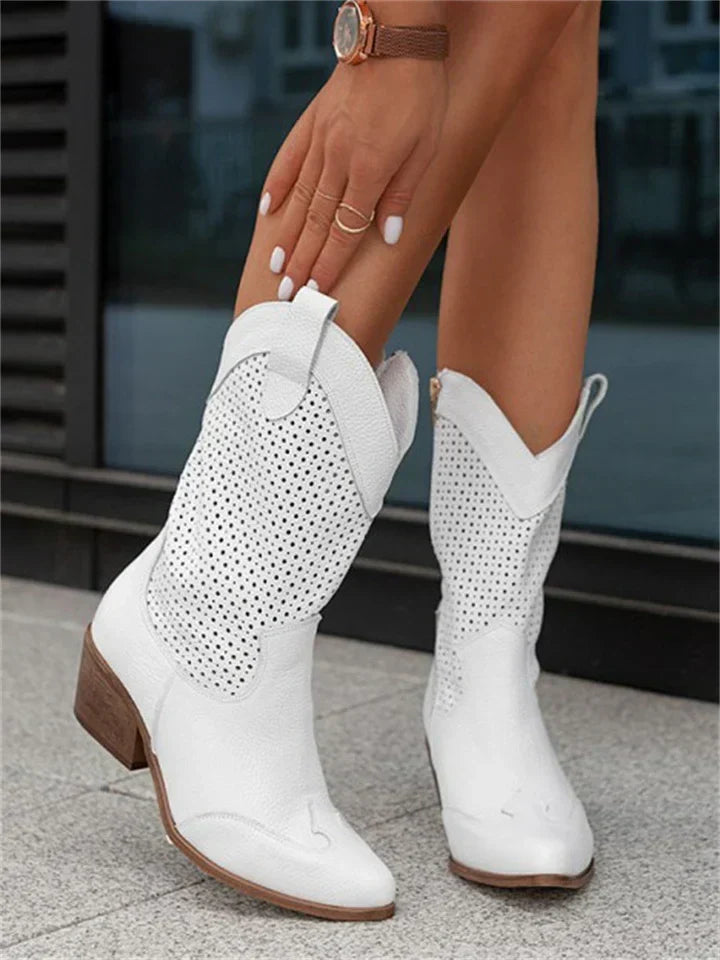 Drune | Women's Suede Ankle Western Boots with Block Heel 0