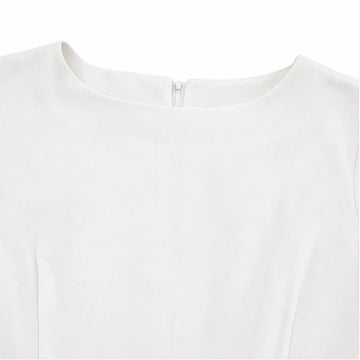 Elarosa | White Midi Dress with Pearl Sleeve Detail