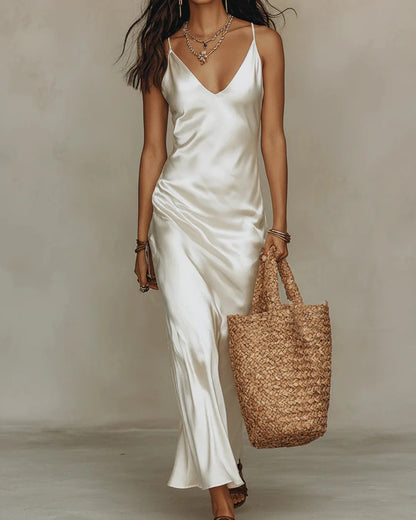 Elena | Midi Satin Dress with Sweater Set 7