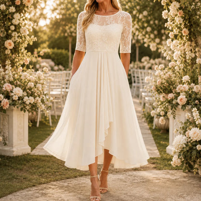 Embroidered Lace Midi Dress | Women's Formal Cocktail Dress 1