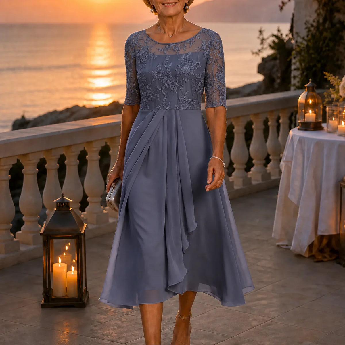 Embroidered Lace Midi Dress | Women's Formal Cocktail Dress 10