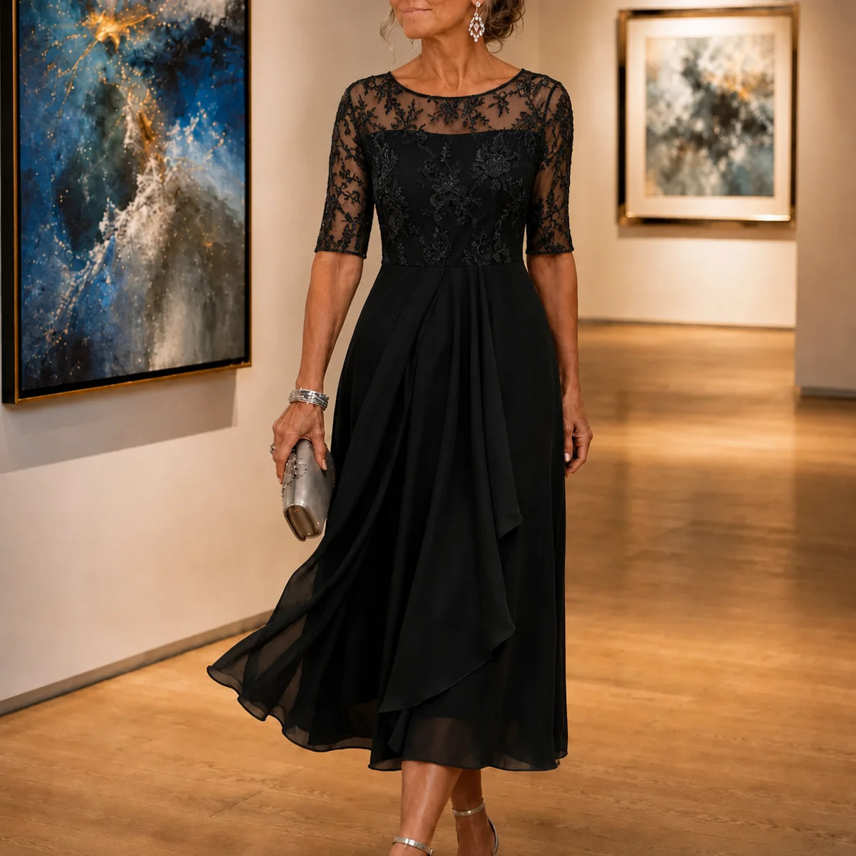 Embroidered Lace Midi Dress | Women's Formal Cocktail Dress 11