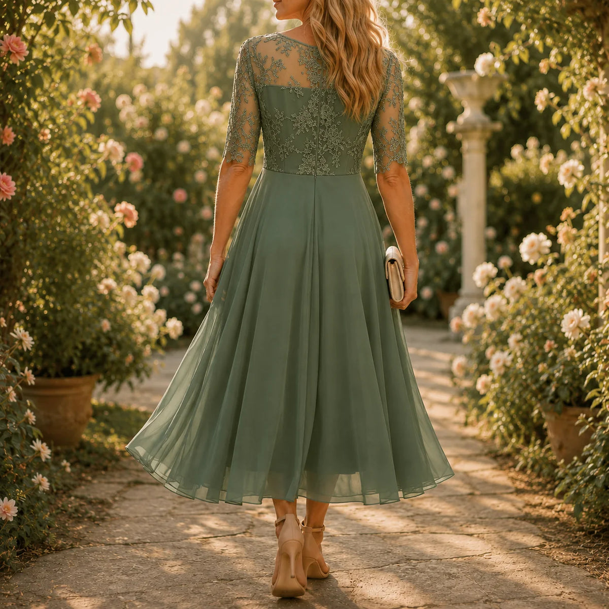 Embroidered Lace Midi Dress | Women's Formal Cocktail Dress 5