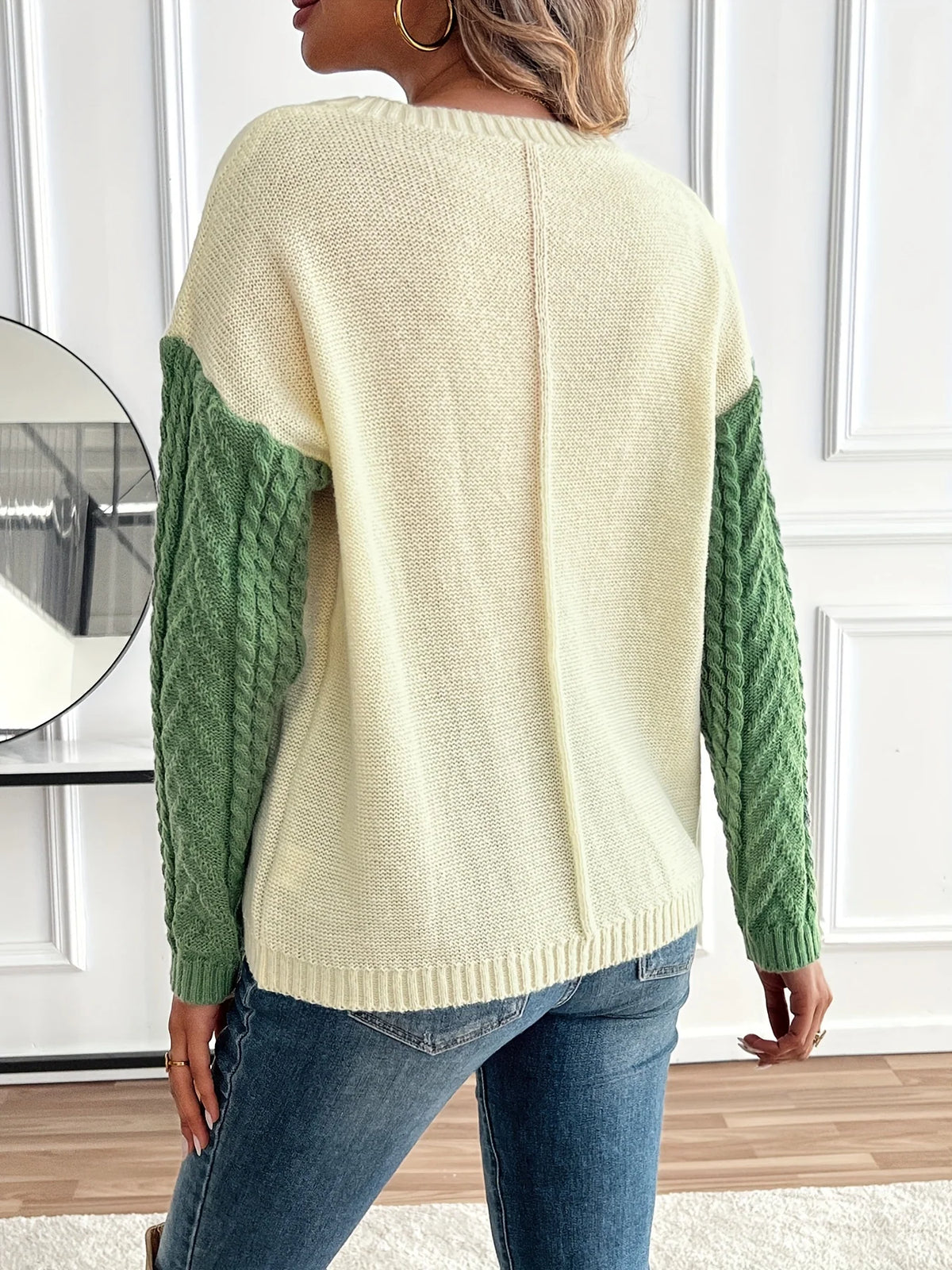 Esme | Women's Color Block Cable Knit Sweater 2