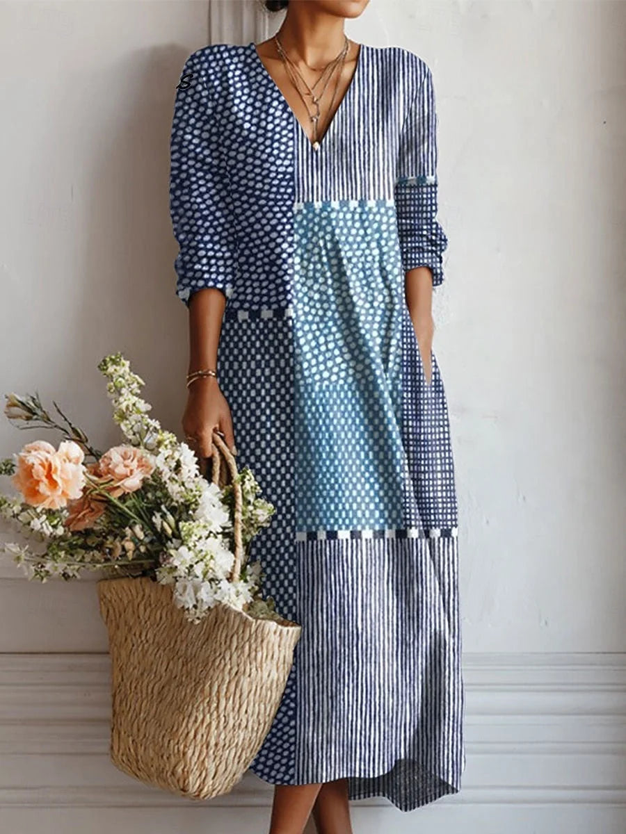 Floral Midi Dress | Women's V-Neck Long Sleeve Dress 5