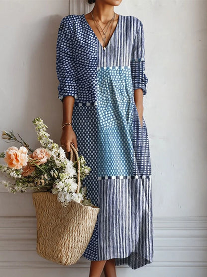 Floral Midi Dress | Women's V-Neck Long Sleeve Dress 5