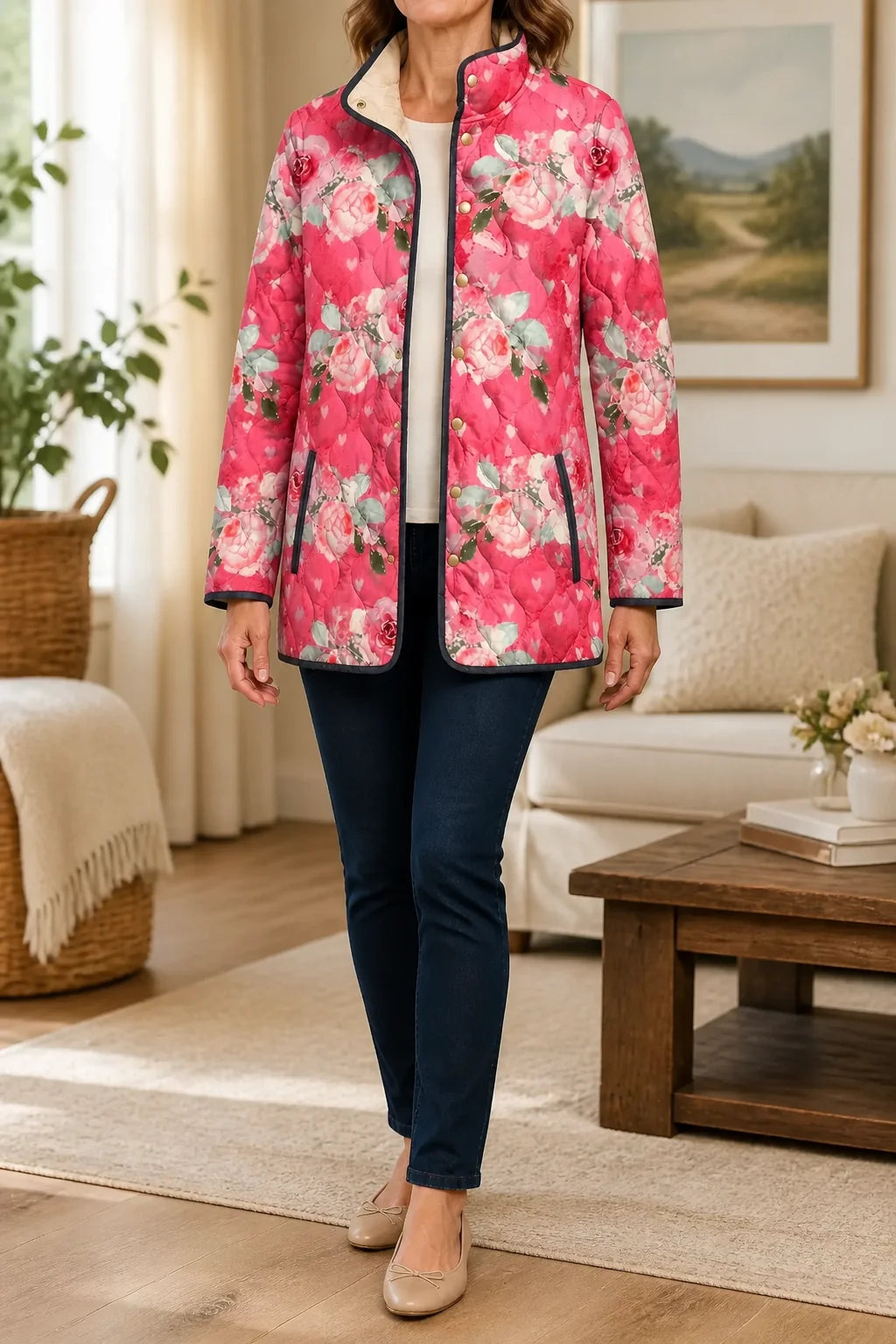 Floral Quilted Puffer Jacket | Women's Lightweight Jacket 1