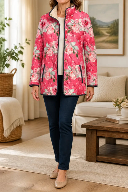 Floral Quilted Puffer Jacket | Women's Lightweight Jacket 1