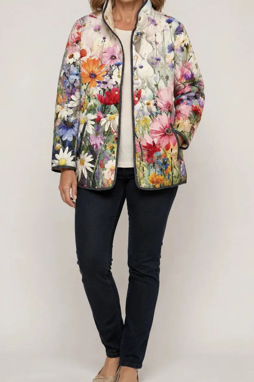 Floral Quilted Puffer Jacket | Women's Lightweight Jacket 12