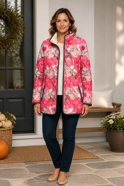 Floral Quilted Puffer Jacket | Women's Lightweight Jacket 3