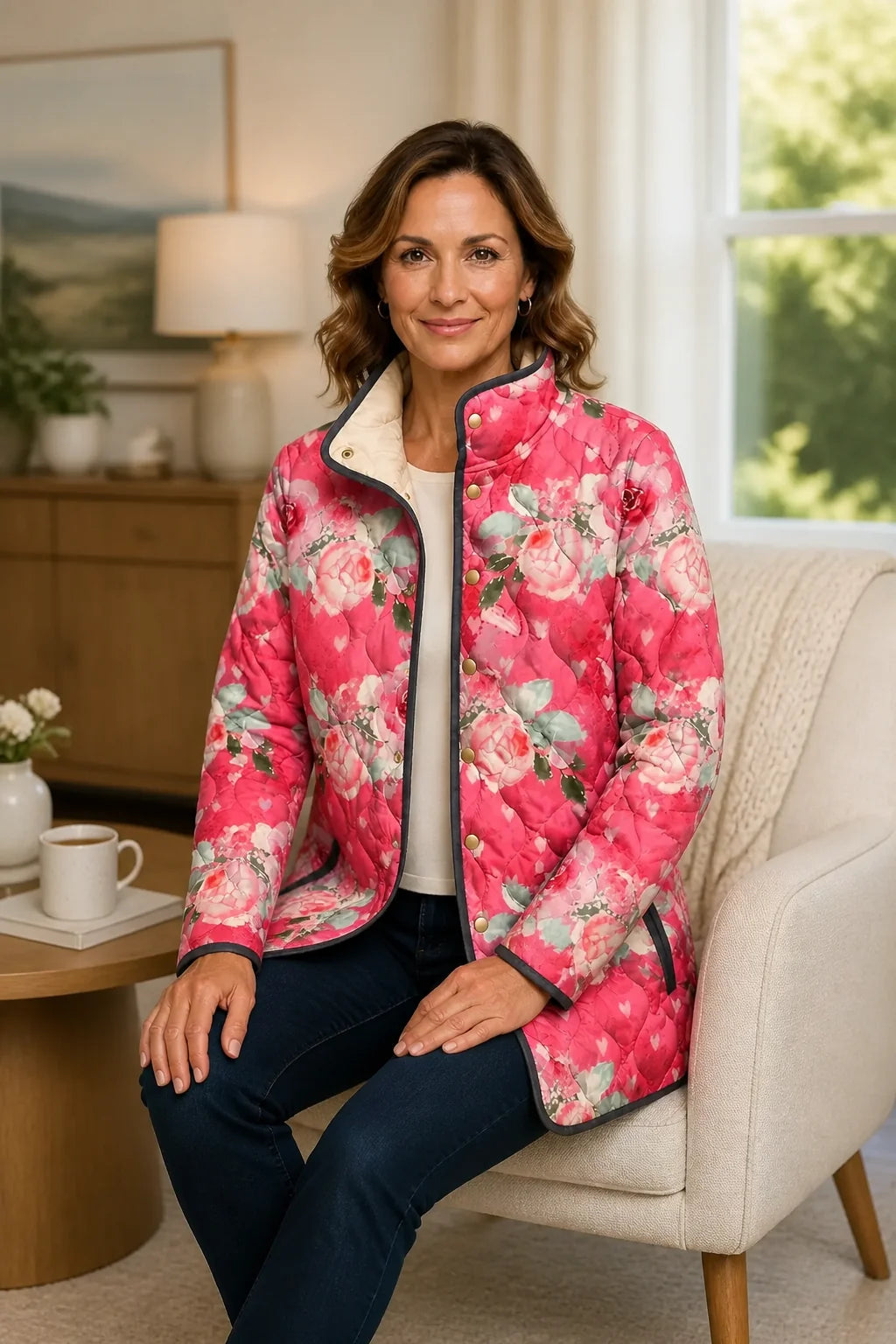 Floral Quilted Puffer Jacket | Women's Lightweight Jacket 5