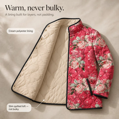 Floral Quilted Puffer Jacket | Women's Lightweight Jacket 7