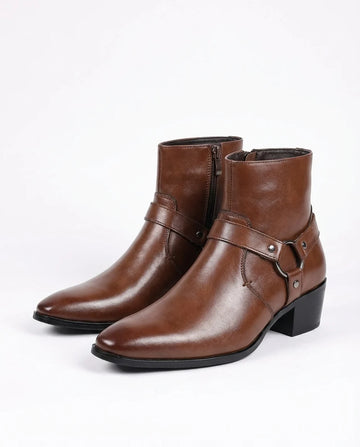 Frontier | Men's Leather Ankle Boots with Harness Detail