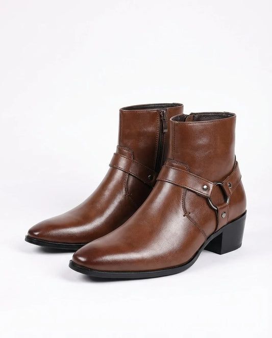 Frontier | Men's Ankle Boot Brown Leather with Harness Detail 0