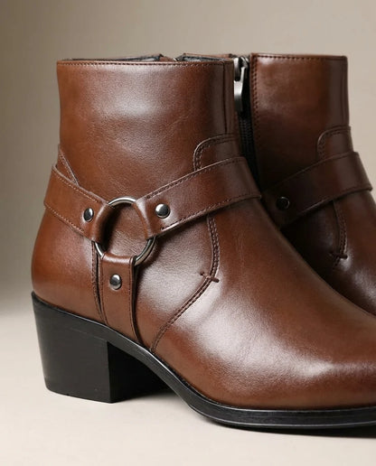 Frontier | Men's Ankle Boot Brown Leather with Harness Detail 2
