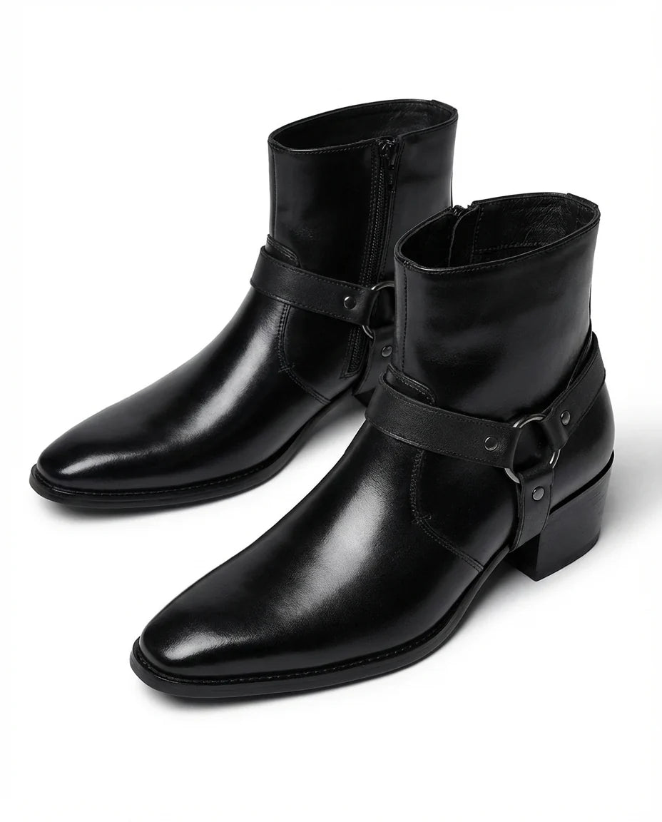 Frontier | Men's Ankle Boot Brown Leather with Harness Detail 5