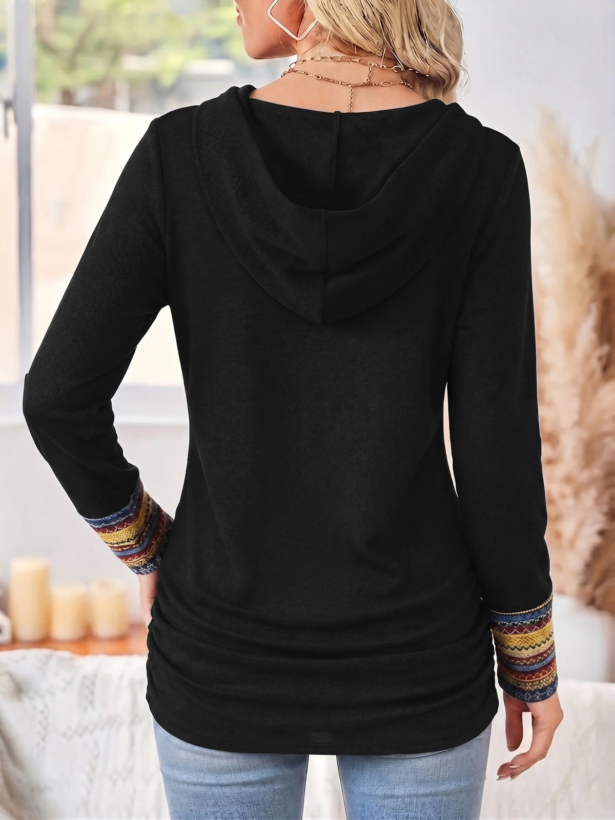 Greta | Patterned Patchwork Hoodie Casual Fit 2
