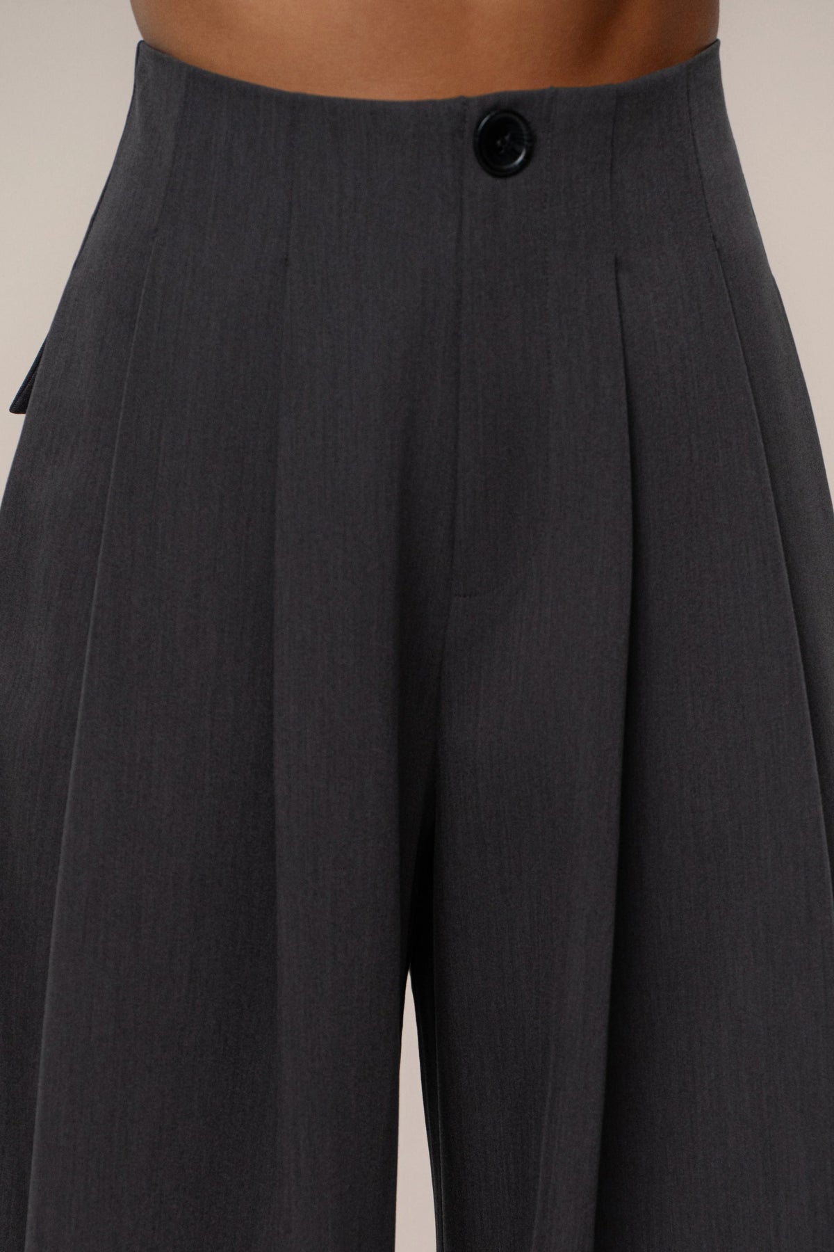 Grey High-Waisted Wide Leg Trousers | Pleated Pants 7