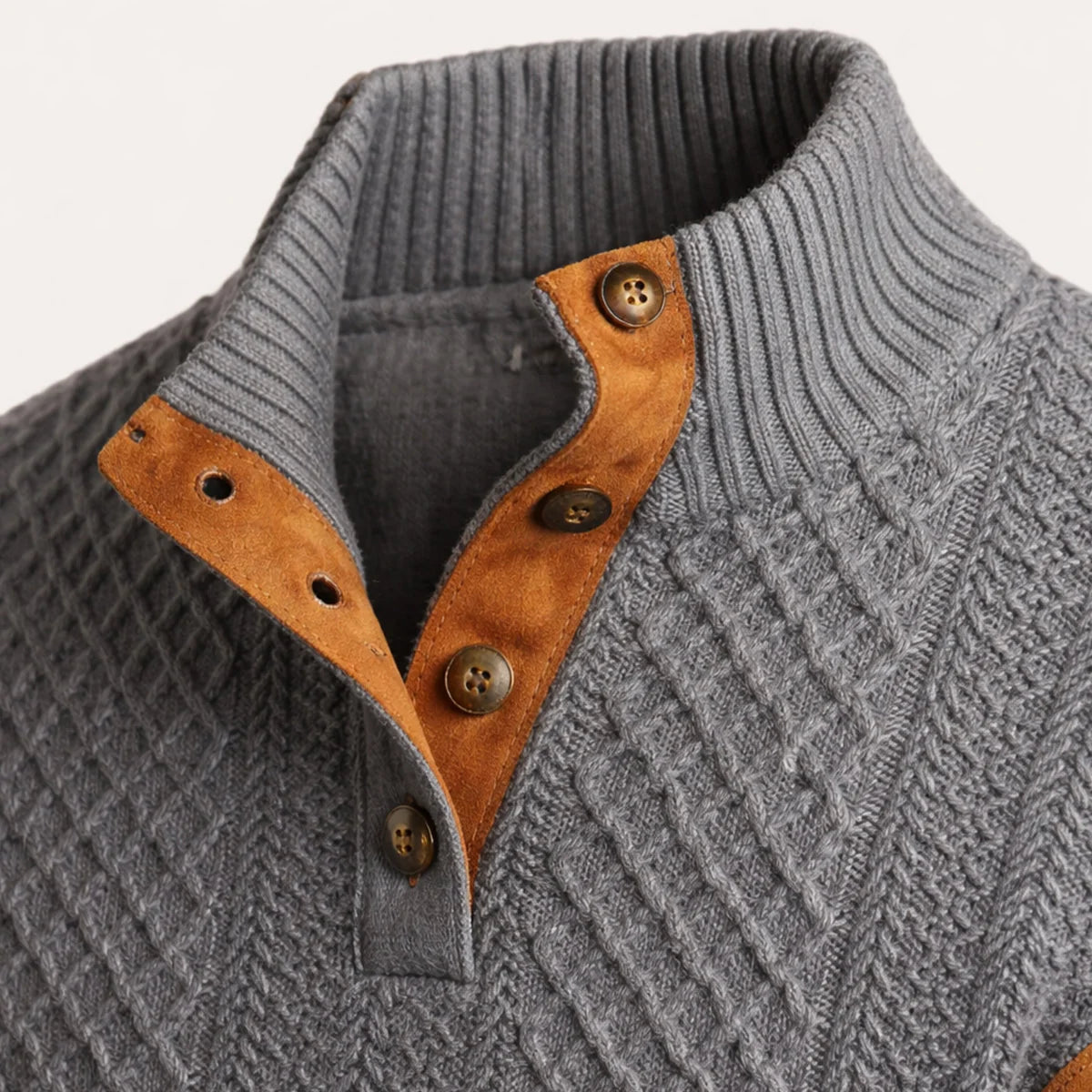 Haverhill | Men's High Neck Jumper | Cable-Knit Sweater with Elbow Patches 3
