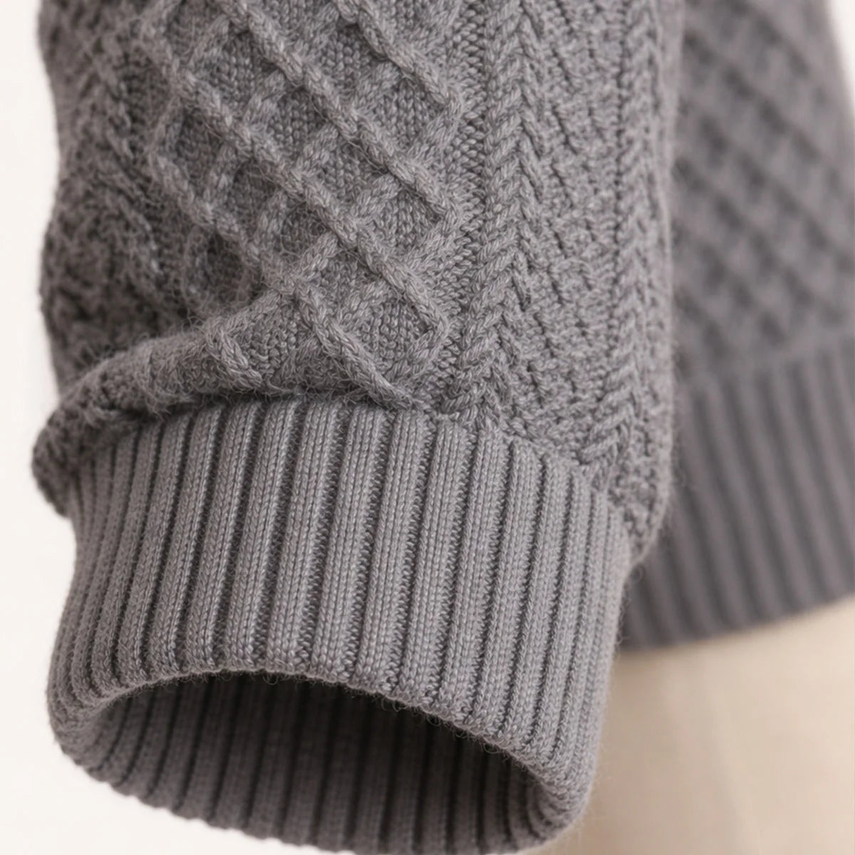 Haverhill | Men's High Neck Jumper | Cable-Knit Sweater with Elbow Patches 4
