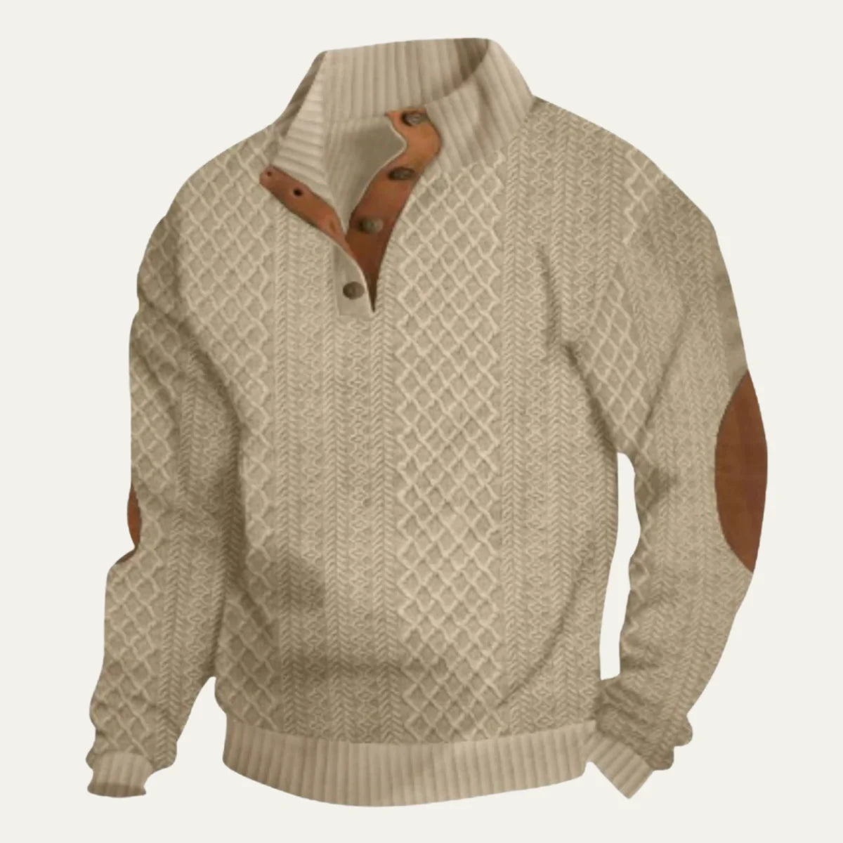 Haverhill | Men's High Neck Jumper | Cable-Knit Sweater with Elbow Patches 5
