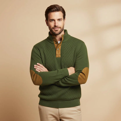 Haverhill | Men's High Neck Jumper | Cable-Knit Sweater with Elbow Patches 8