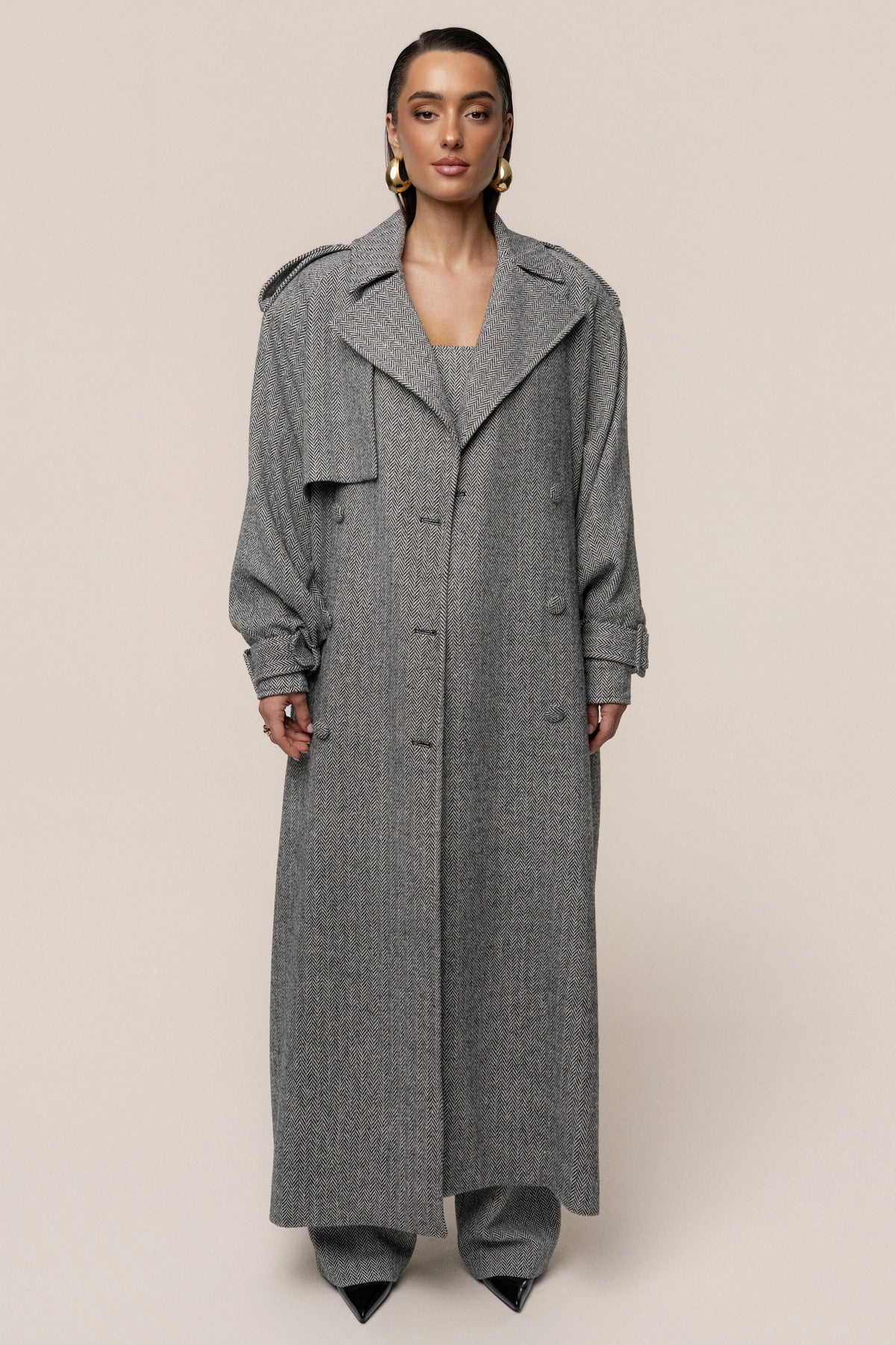 Herringbone Oversized Trench Coat | Women's Outerwear 2