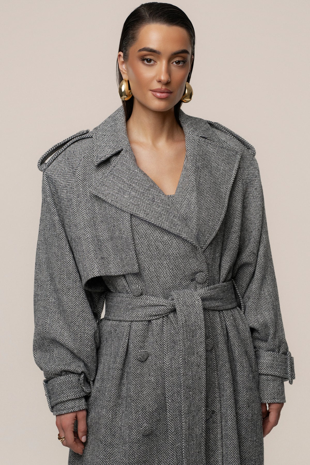 Herringbone Oversized Trench Coat | Women's Outerwear 3
