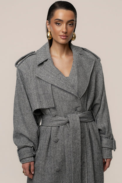 Herringbone Oversized Trench Coat | Women's Outerwear 3